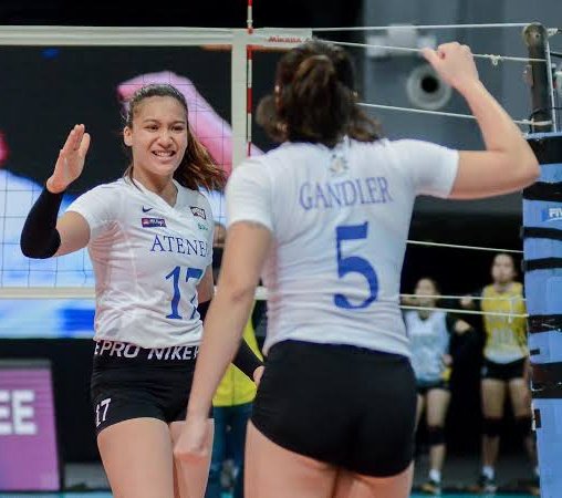 LVShirtngTB's tweet photo. Literally flew on possibly their last flights as Eagles. Arguably the best OH duo produced by the Ateneo women's volleyball program in recent years.

Thank you for choosing to take flight &amp; fight with ateneo, Faith Nisperos &amp; Vanie Gandler. 

Thank you for taking charge 🦅 https://t.co/A9t2IyPV99