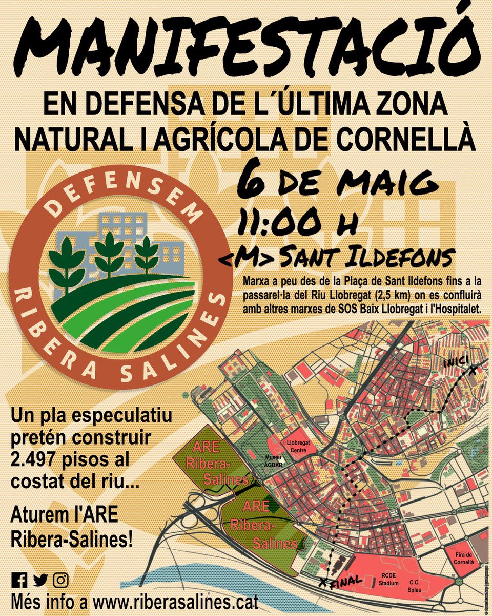 RiberaSalines's tweet photo. Cinc columnes, vuit plataformes, 60 entitats... El 6 de maig hem de ser-hi tota la gent que defensem la comarca en contra del creixement urbanístic il.limitat. Entre totes, aturem l'urbanisme de merda‼️🏗💩⛔

#StopAreRiberaSalines
#ProuCimentMésVida
#6M #StopPDUM https://t.co/PrnKbJQF7v