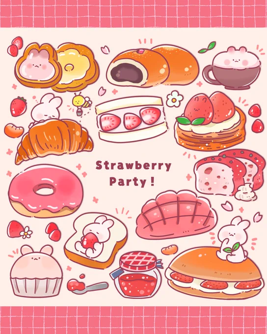 🍓🐰
#Illustration 
#食べ物イラスト 