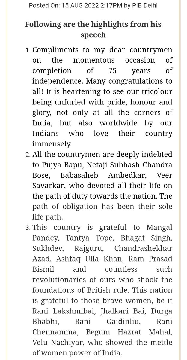 factsforupsc's tweet photo. Below 👇 is SS from PM Independence Speech 2022 , As he mentioned about following freedom fighters and UPSC is asking Questions on Personalities 

So tried to cover about 30 Personality mentioned in his Speech ,from exam point of view in one pdf 

Retweet and Like  to Get PDF https://t.co/c5hE1njaA1