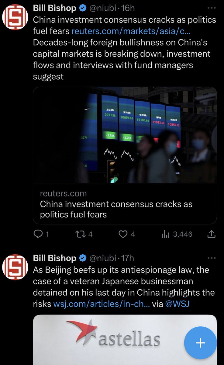 Excellent tweet ordering :)

(In case anyone unsure why foreign investor sentiment into China dipping)

➡️China’s geopolitical risk at its highest level in three decades

#China
#investment 
#risk