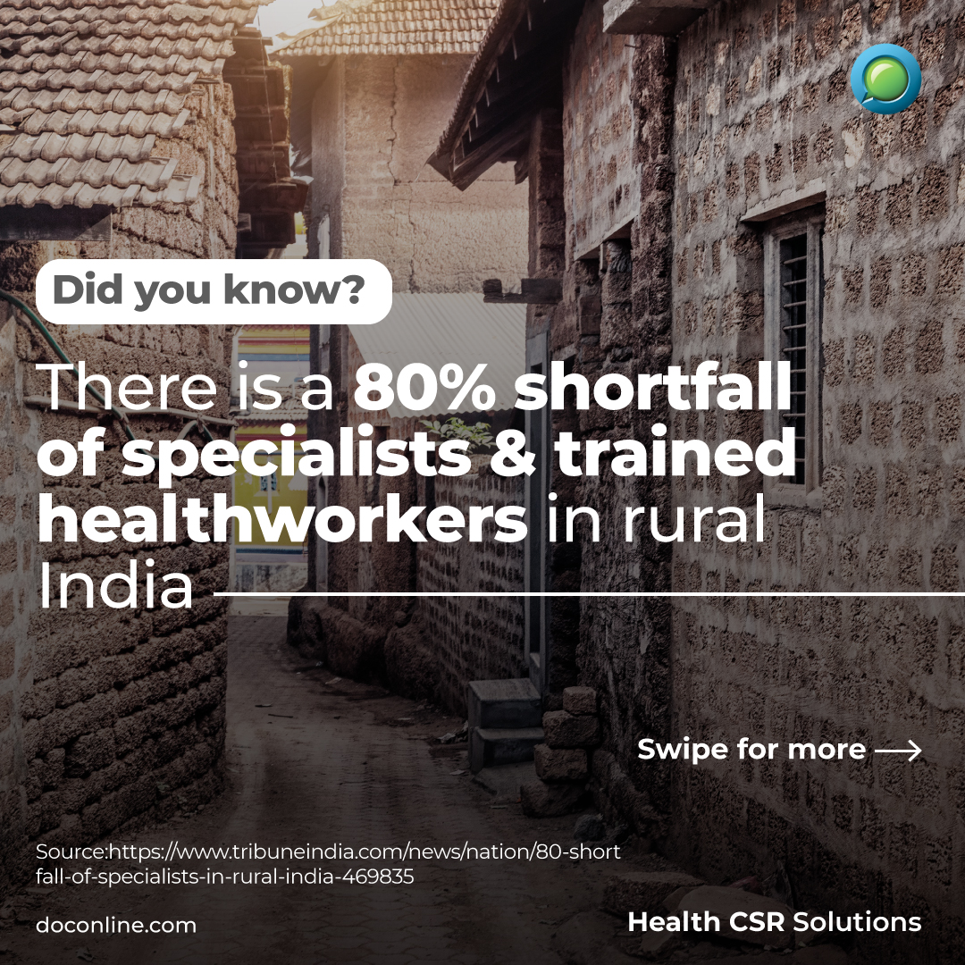 DocOnlineHealth's tweet image. With an 80% shortfall of specialists and trained health workers, most of those living in rural India either turn towards quacks or it often gets too late before they finally see a specialist. 
#CSRSolutions #CSR #ClinicOnWheels #DocOnline #RuralIndia #Rural #RuralDevelopment