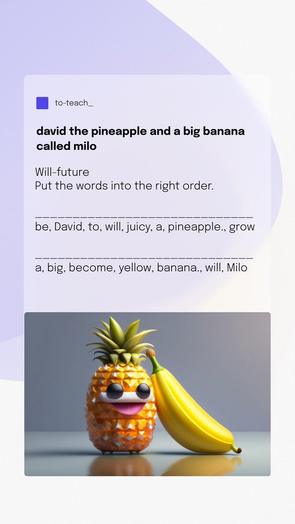 toteach_ai's tweet photo. Exercise of the week🏆

Create individual learning content to a topic of your choice
⏱️ Save valuable time preparing your class
👾 Motivate your students

Show us your best &amp; funniest creation💜

__
Link to exercise in comments

#edtech #learning #edreform #K12 #AI #twlz #teacher https://t.co/78ZM5F1pmq