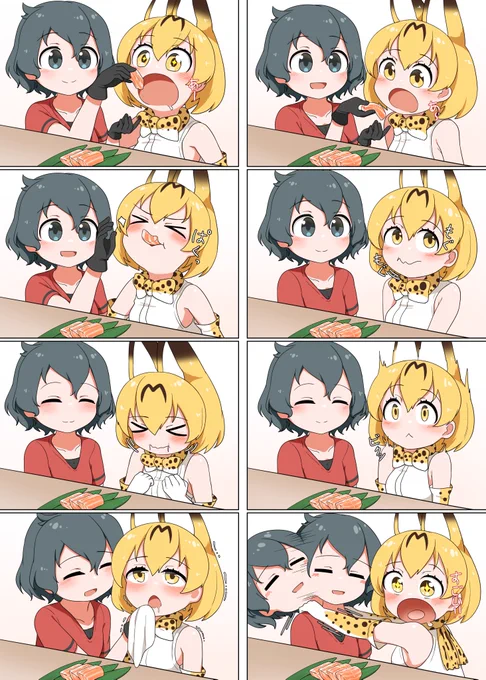 初めて刺身を食べるサーバルちゃん
少し修正したので再掲します

#けものフレンズ 