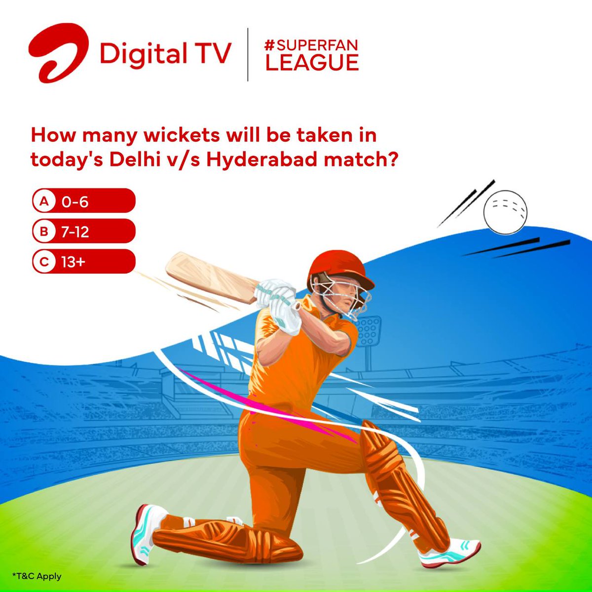 Welcome to Airtel’s #SuperfanLeague
Participate &amp; stand a chance to win an Amazon voucher every weekend! 
Swipe to answer your first question.
T&amp;C apply. Click bit.ly/3Hq0Gdz to know more.

Enjoy T20 Live action on Airtel Digital TV &amp; stay updated!