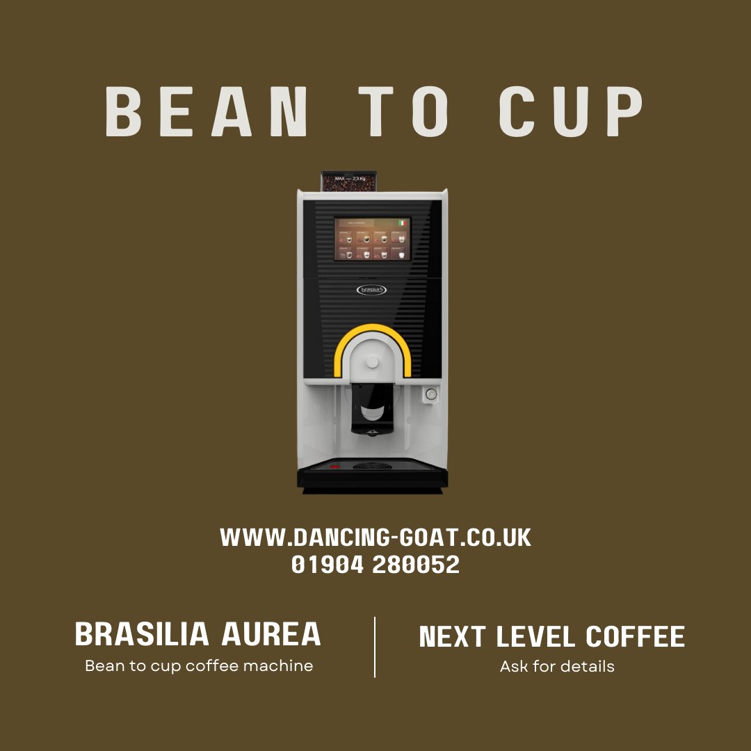 Next level coffee 🚀☕️

The Brasilia Aurea bean to cup coffee machine, with cutting-edge features and an increased capacity that takes the convenience of bean to cup coffee machines to the next level 💪

Call 01904 280052 dancing-goat.co.uk/product-catego… #hospitality #beantocupcoffee