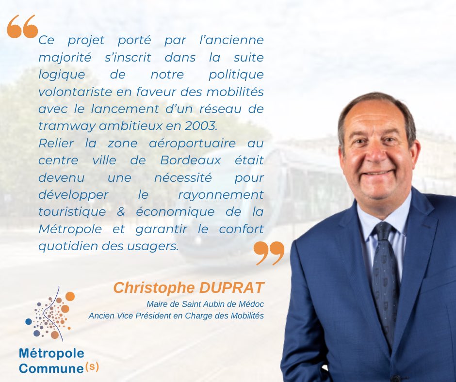 MtropoleCommun1's tweet photo. [🚠 Inauguration du Tramway 😊]

Nouveau tronçon de la ligne A qui permettra de relier la zone aéroportuaire au centre-ville de Bordeaux en 35 minutes.
Un projet ambitieux porté par l’ancienne majorité !

 #tramway #bordeauxmetropole #aéroport #MetropoleCommunes https://t.co/KkS2G1F3p2