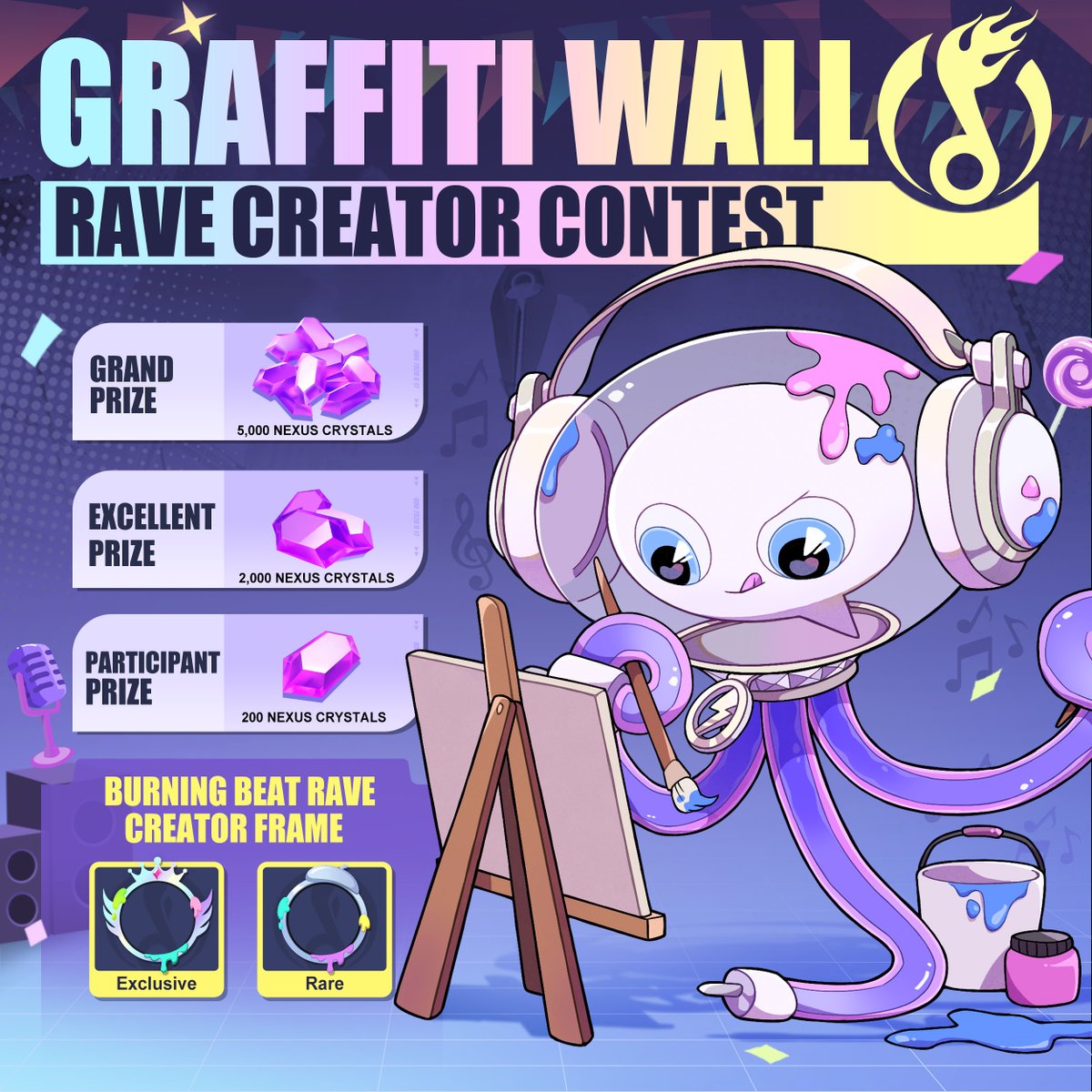 dislyte's tweet photo. The "Graffiti Wall" Creation Event has started! Depict your best celebratory moments with Boomboom &amp; submit your creative works to the Rave Creator Contest!

Details: https://t.co/xgRxHgByWS
Submit works: https://t.co/Dq1tkMp6ug

#Dislyte #D1slyte #シンネオ #디스라이트 #众神派对 https://t.co/tuvt0O0Gro
