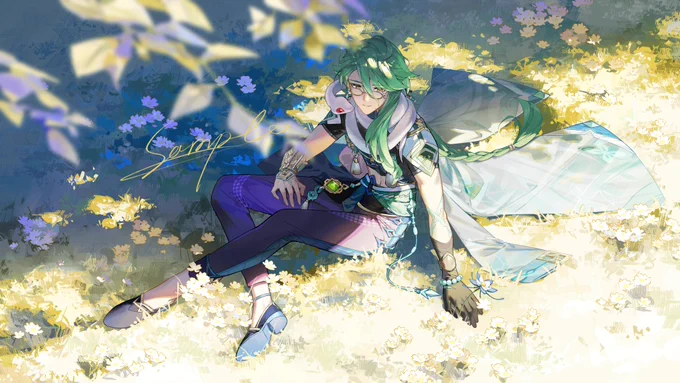#GenshinImapact 白术曲绘 是梦鼠音乐的同人曲,欢迎来听～