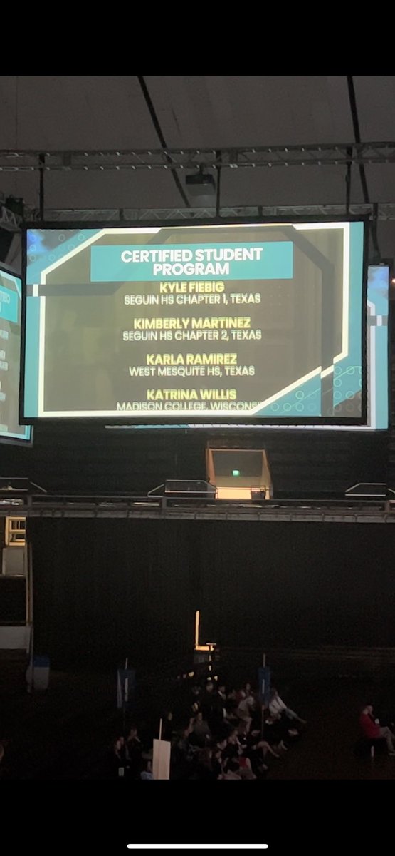 bpaseguin's tweet photo. Congratulations to our 2 Certified Student Members recognized at the National Honor Awards Ceremony today, Kim Martinez and Kyle Fiebig!

#BPANLC2023 @BPAconnect @txbpa @txbpaa3r3 @SeguinCTE #bpaallday https://t.co/f67CKqfhHO