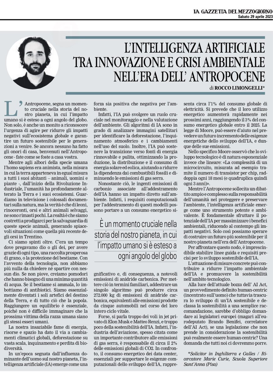 Sulla Gazzetta del Mezzogiorno, Sabato 29 Aprile, un mio intervento con una domanda per <a href="/brandobenifei/">Brando Benifei</a>