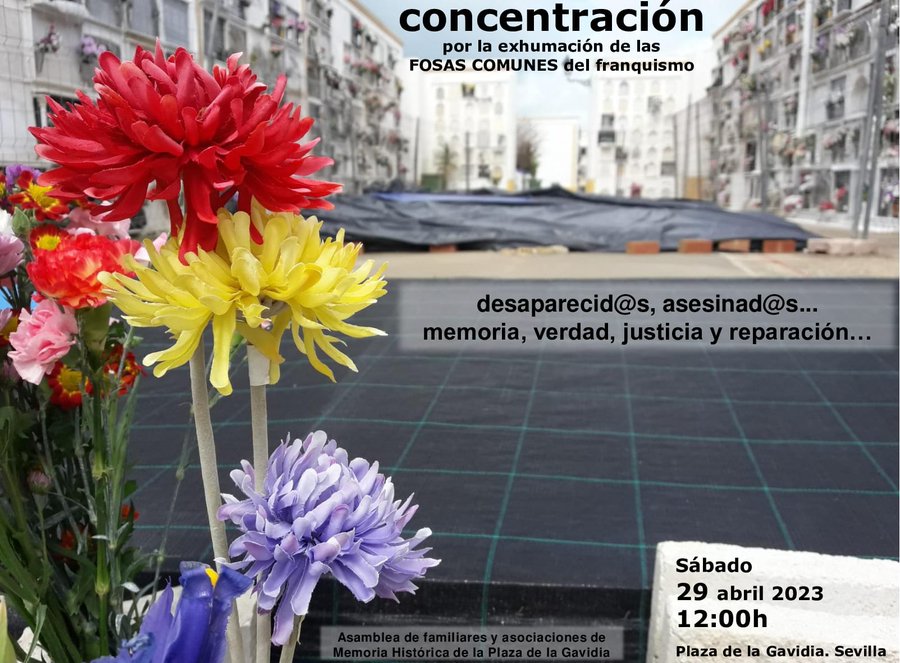 Hoy, 29 de abril, como cada sábado último de mes, se reúne nuestra Asamblea Memorialista en la Plaza de la Gavidia (Sevilla). 14 años incidiendo en los casos de #PicoReja, #QueipoDeLlano, @gambogaz ...