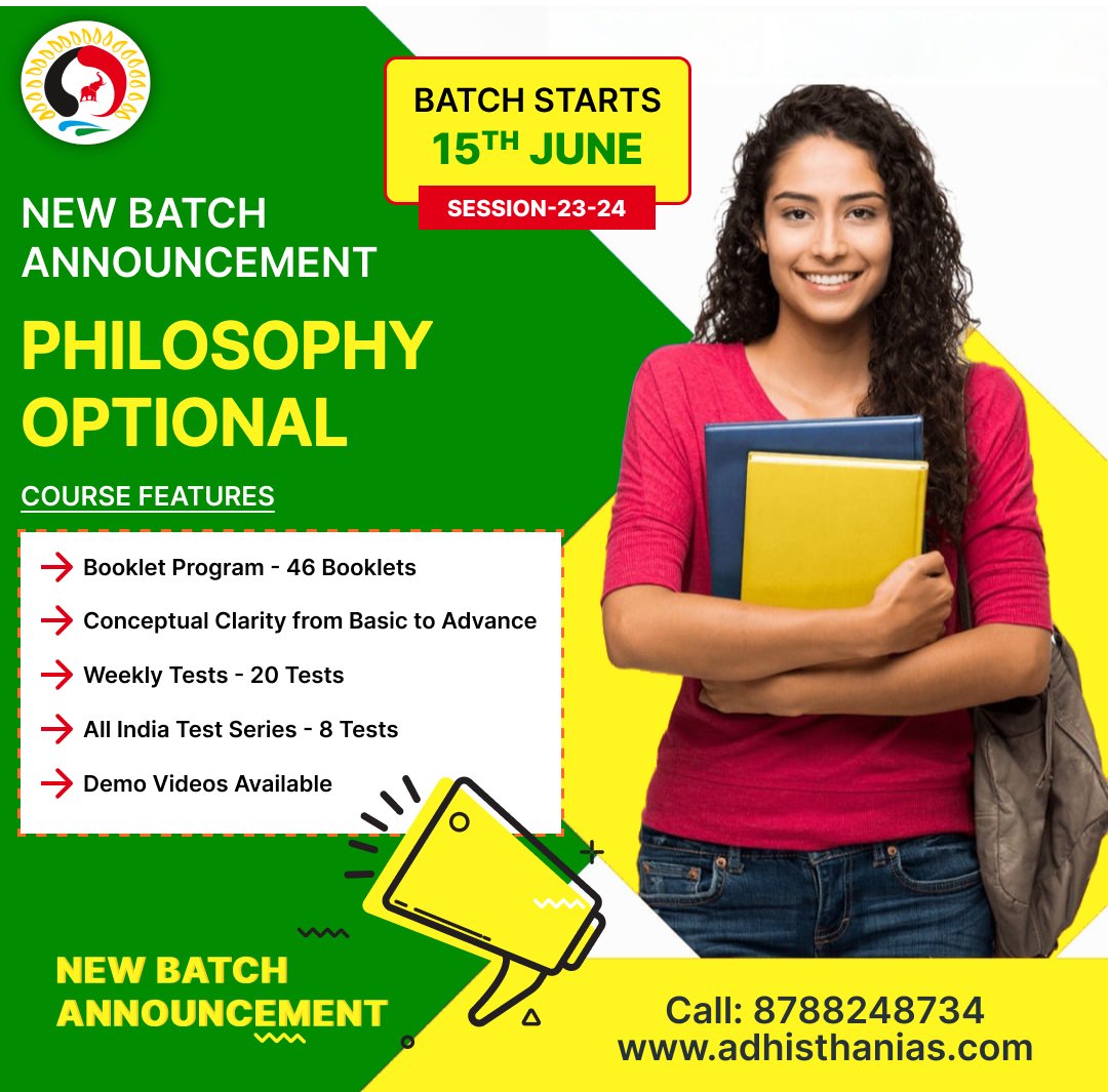 AdhisthanIAS's tweet photo. Greetings Aspirants!

Adhisthan IAS is excited to inform you that we are launching a new batch for Philosophy on June 15, 2023.

👉 https://t.co/rF8p8tnurS

#CivilServicesExam #WeeklyTests #AllIndiaTestSeries #DemoVideos https://t.co/5FKTAQDdQq