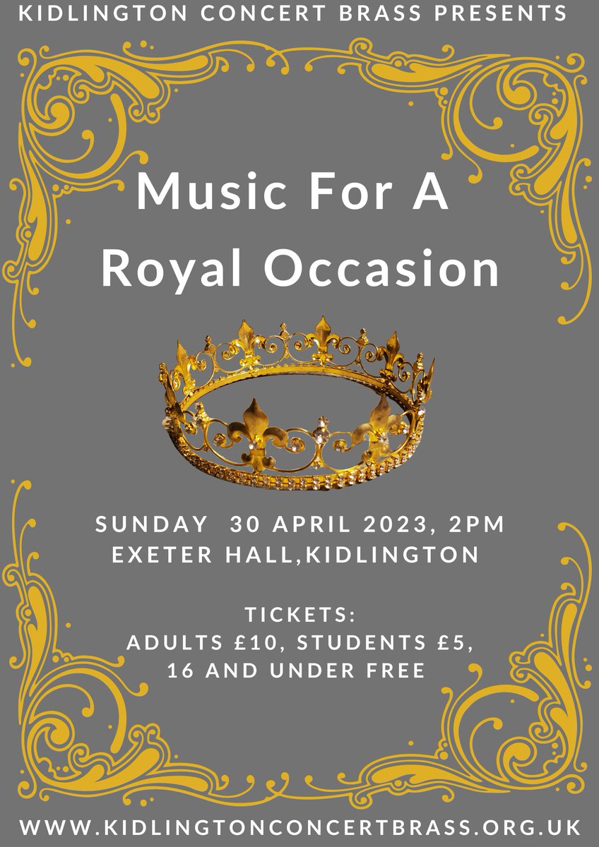Just 24 hours until our next concert 🎺 It is a fantastic programme with music by Butterworth, Elgar, Walton and Adele!
Tickets online or on the door (cash or card)
#brassband #kidlington #oxford #music #kingcharlesIII