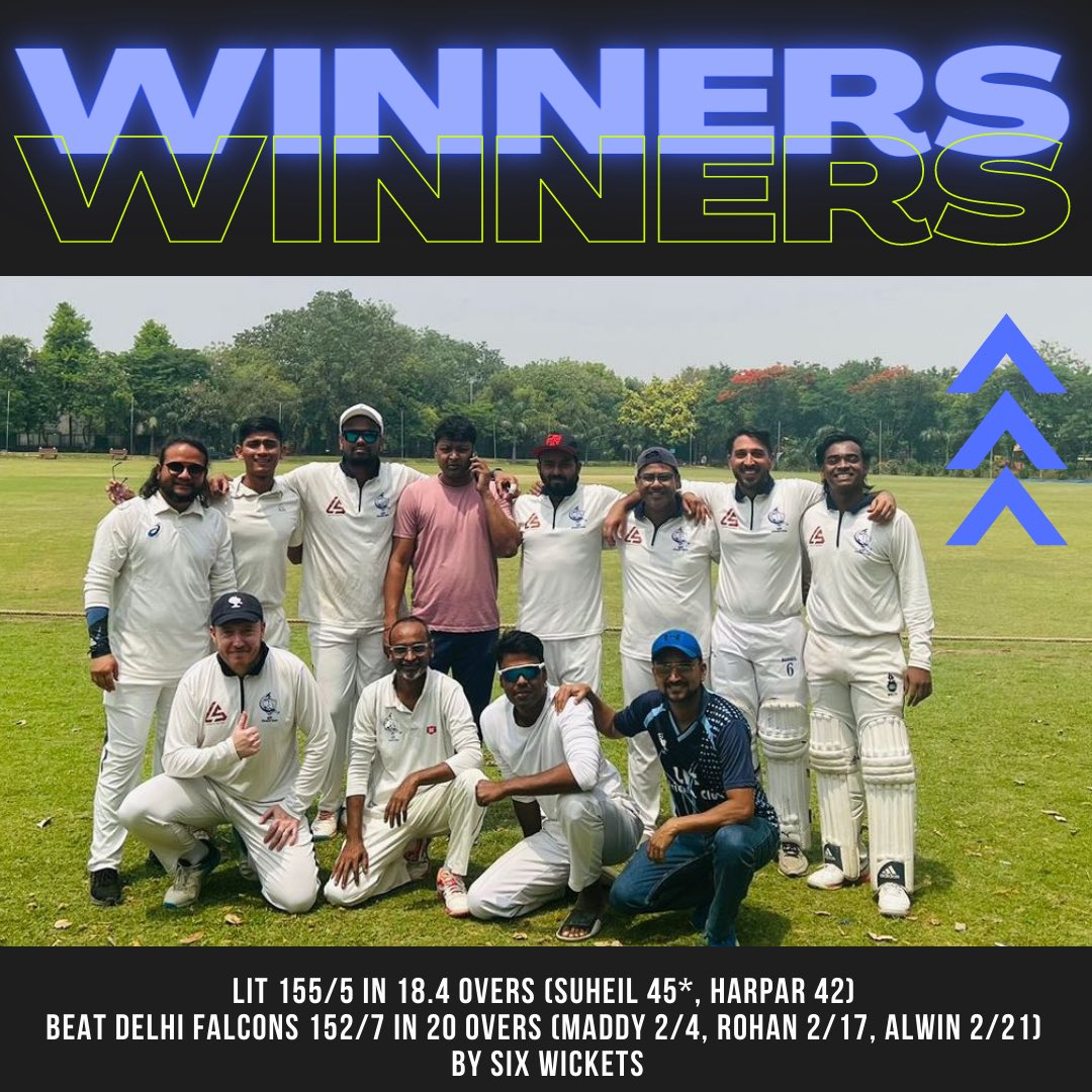 LITcricketteam's tweet photo. Good win. Top bowling, Massey family. Clutch finish from @SuheilTandon 

🔥🏏 #Cricket https://t.co/A1X2GVAuG1