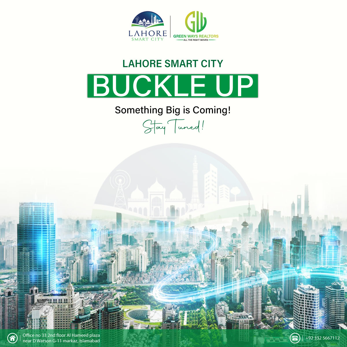 RT @Green_Ways_: Lahore Smart City!
Something big is coming.
Stay tuned!
#SmartCity #lahoresmartcity #comingsoon #greenwaysrealtors