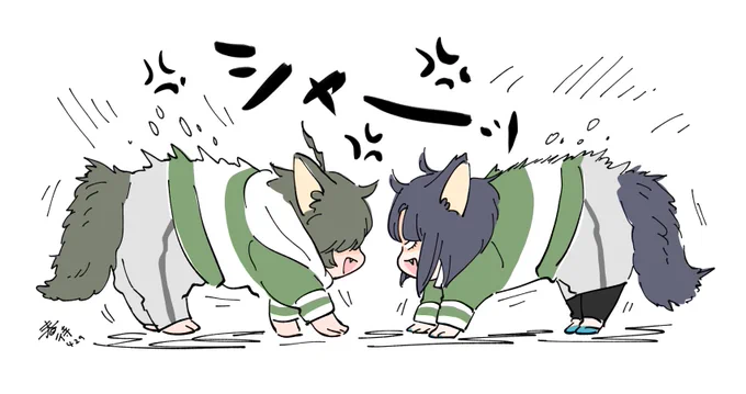 本丸きゃっとふぁいと 5分後、蜻蛉切さまと歌仙ちゃんにそれぞれ連行される