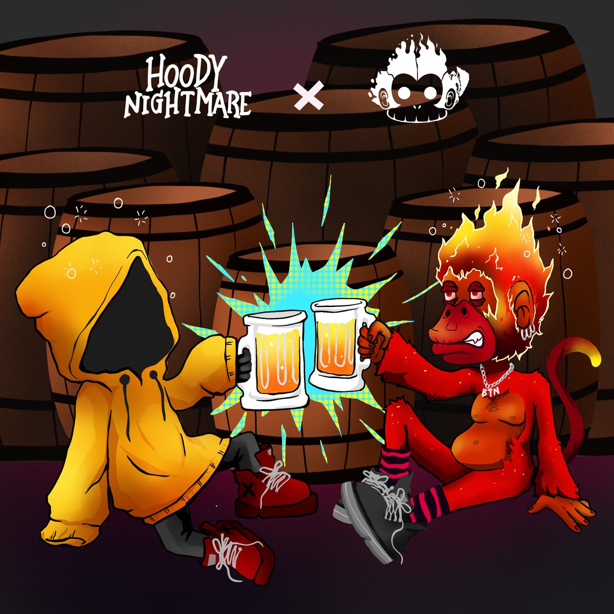 Hoody Nightmare has joined us together.

We are stronger together, we will survive✨

Follow us <a href="/butennen/">BuTenNen</a> &amp; <a href="/HoodyNightmare/">Hoody Nightmare🌙</a> 
🔥 move on to the next stage of this journey together. #NFTs #btncollab 🌙🐵