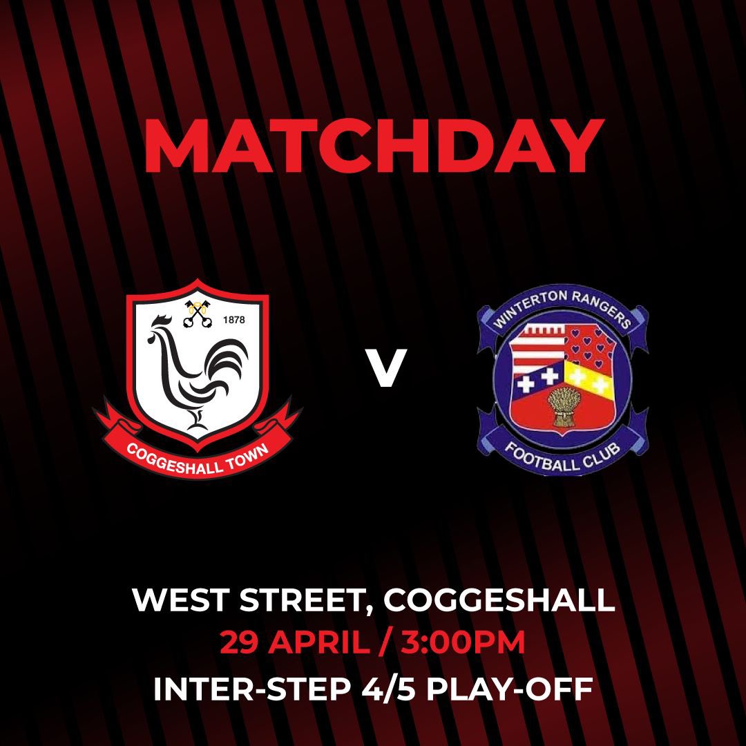 CoggeshallTown's tweet photo. 🚨 MATCHDAY 🚨
🆚 @WintertonRFC
🏟️ West Street
🕒 3:00pm K.O.
Winterton Rangers make their way to Essex today as they look to secure promotion.
The #SeedGrowers, however, will be fighting to get their own way - so come along and support the boys 🔴⚫️
#COGWIN https://t.co/mMGOKkVqx1