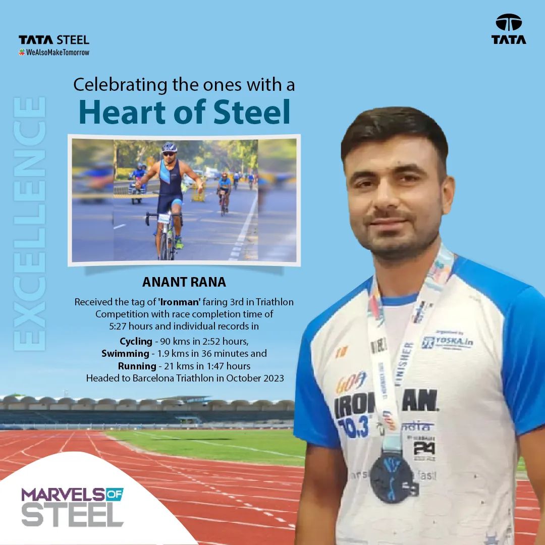 TataSteelLtd's tweet photo. Presenting #MarvelsOfSteel, where we honour our amazing people & celebrate the newer heights they scale in diverse fields. Our 1st story features Anant Rana, who is a sportsperson at heart. We’re proud to celebrate achievers like Anant who are committed to excellence.
#TataSteel https://t.co/9KJVIGLuPe