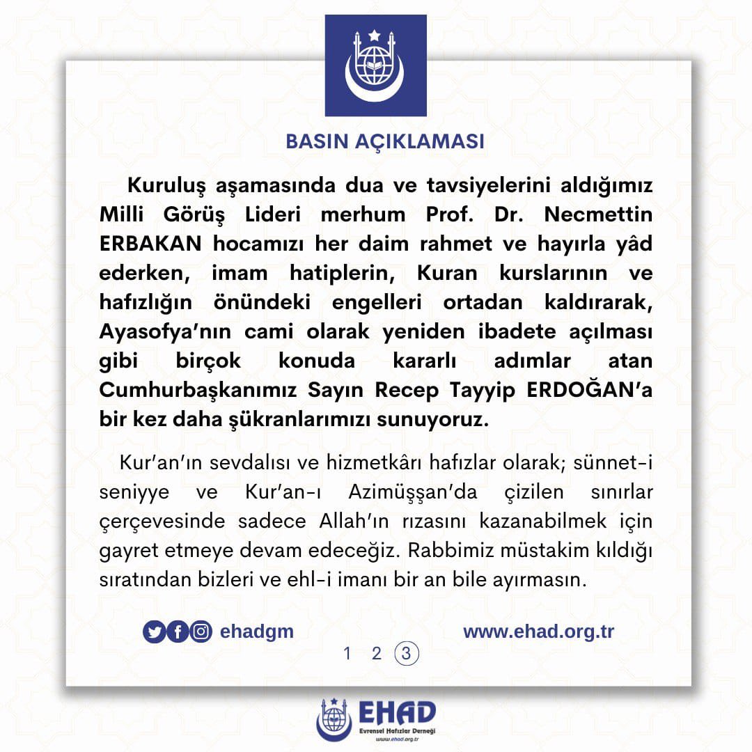 EHADGenelSekr's tweet photo. Kamuoyuna Saygıyla Duyrulur.. 

@ehadgm
@ehadgm_kadinlar 
@tgsptr 
@diyanetbasin 
@DiyanetVakfi 
@milliiradeplatf 
@edepmerkezi 
@tcbestepe https://t.co/fEi4Fbnqcw