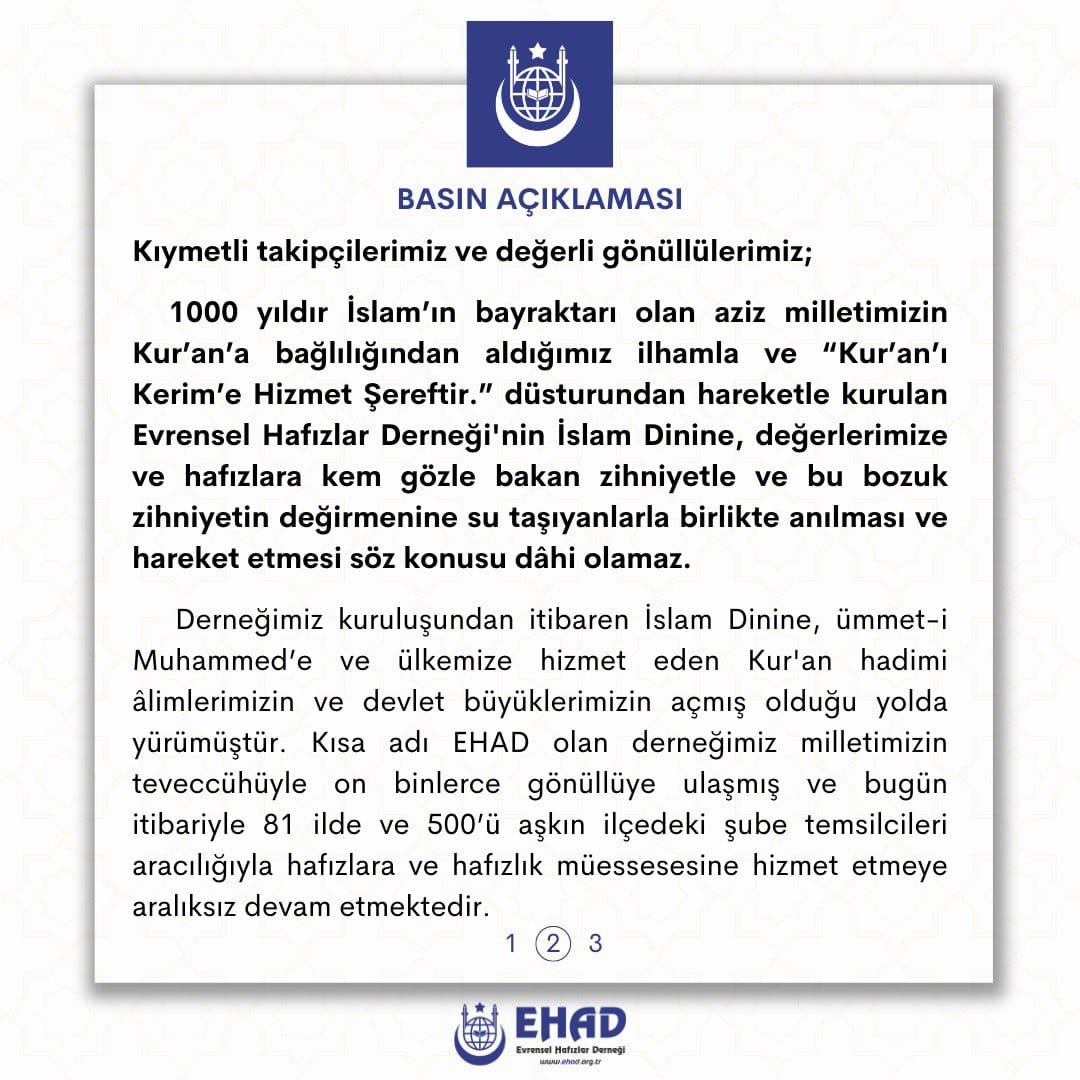 EHADGenelSekr's tweet photo. Kamuoyuna Saygıyla Duyrulur.. 

@ehadgm
@ehadgm_kadinlar 
@tgsptr 
@diyanetbasin 
@DiyanetVakfi 
@milliiradeplatf 
@edepmerkezi 
@tcbestepe https://t.co/fEi4Fbnqcw