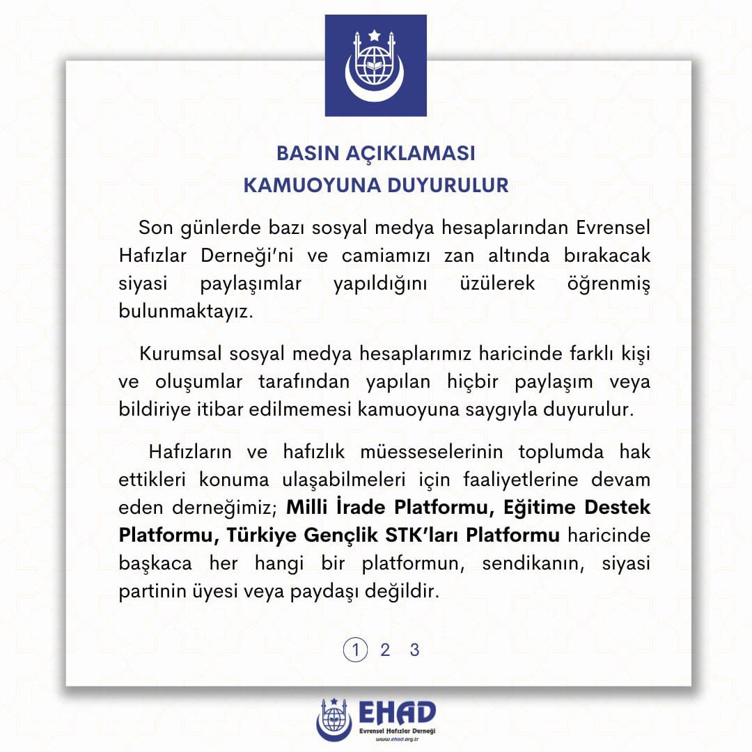 ehadsiirt's tweet photo. Kamuoyuna Saygıyla Duyrulur.. 

@ehadgm
@ehadgm_kadinlar 
@tgsptr 
@diyanetbasin 
@DiyanetVakfi 
@milliiradeplatf 
@edepmerkezi 
@tcbestepe https://t.co/R15g8QjN4N