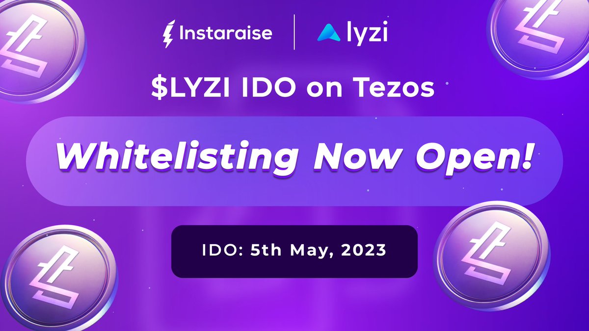 $LYZI token is all set to launch on #Tezos🤩

✅Whitelisting has begun, secure your spot for the #IDO NOW!➡️instaraise.io/launchpad/IDO

Participate in the Whitelisting #Giveaway to win $50 #XTZ and $50 LYZI💰

🔁Like and Quote retweet
➕Follow <a href="/Lyzi_app/">Lyzi 🇫🇷</a> &amp; <a href="/Instaraise/">Instaraise</a>

#XTZ #Airdrop