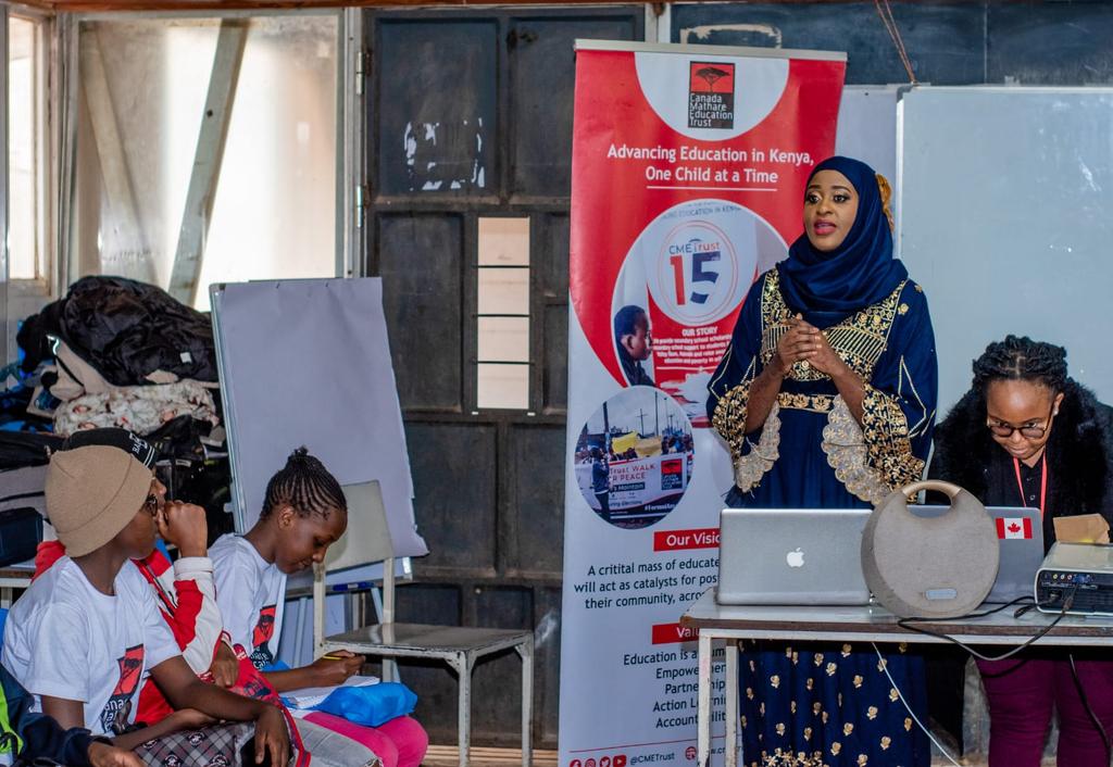 CMETrust's tweet photo. Day 5 of April School Break Program, we hosted @KTNNewskE presenter, Hadiya Mwasiwa, who shared with our secondary scholars her personal journey &amp; importance of self-awareness in readiness to their future careers.

#WezeshaKike #CMETrustAt16 #Jarida #KTNNews #SDG4 #careeradvice https://t.co/mWTKr7b7mb