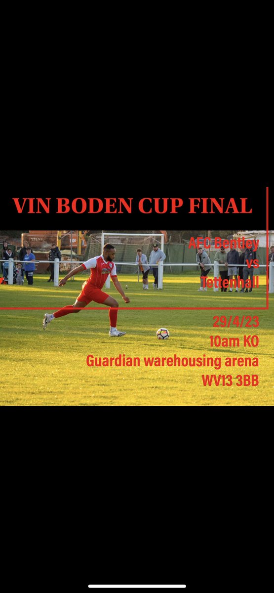 SundaysAFCB's tweet photo. 1 day to go until we play @tettenhallfc in the Vin Boden Cup Final

Let’s get as many faces down to support the lads

Bentley Ay We🔵⚪️ https://t.co/SkLFNHQxtd