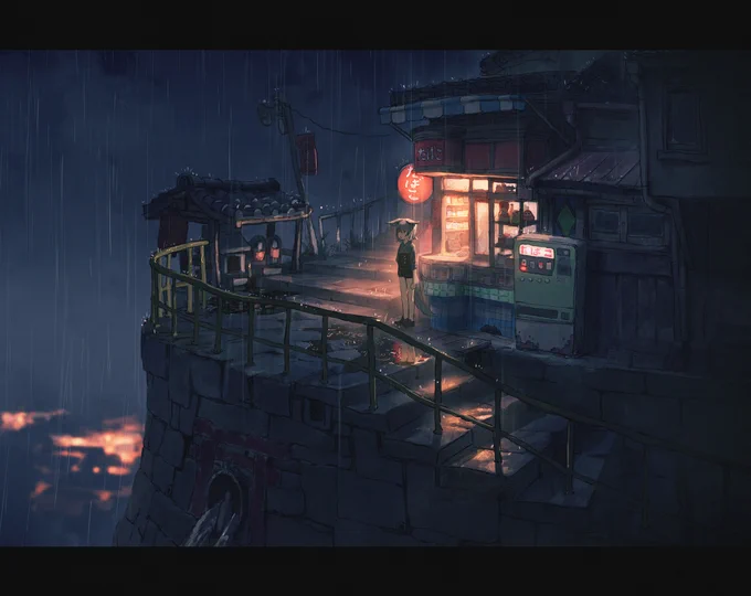 #キツネさんの散歩 昼の町や夜の町
