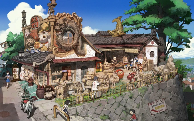 #キツネさんの散歩 昼の町や夜の町