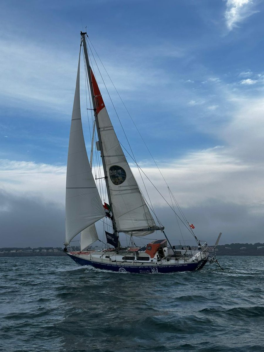 MvsNegi's tweet photo. Our hero... 1st Indian &amp; 1st Asian to complete the toughest challenge in the world, Golden Globe Race 2023, coming a hugely creditable 2nd out of 16. Being recieved after 7 months, outside Kes Sables France by friends, press &amp; Sponsor Bayanat. https://t.co/5IQajG9SpS