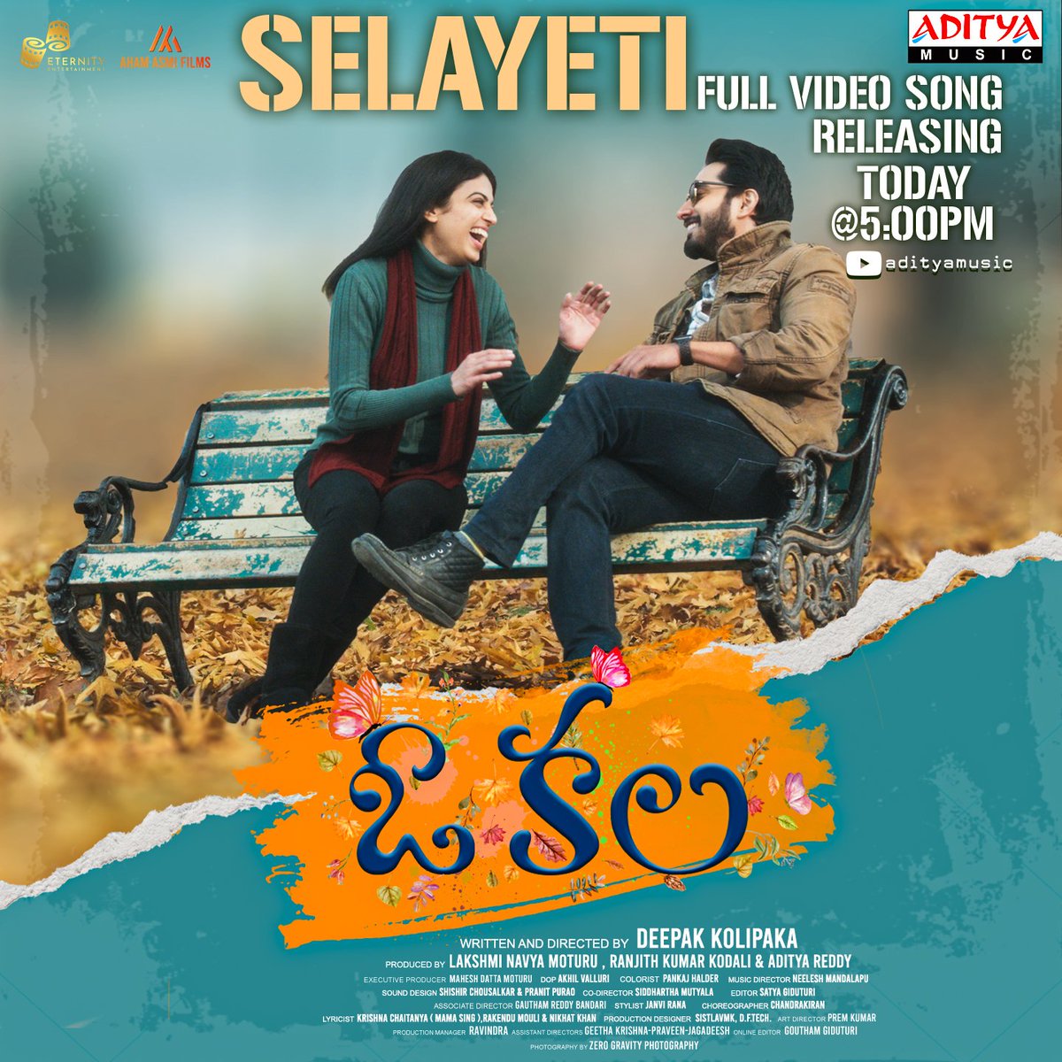 adityamusic's tweet photo. #Selayeti full video song from #OKala movie releasing today at 5:00PM

#GourishYeleti #RoshniSahota #AkhilValluri #RanjithKumarKodali #DeepakKolipaka @Neel_Music
@AbhayJodhpurkar @NikhitaGandhi @arun_kaundinya
@MamaSingOffl #AdityaReddy @mdmoturu @LMakkapati @adityamusic https://t.co/Oq3uHsTQQK
