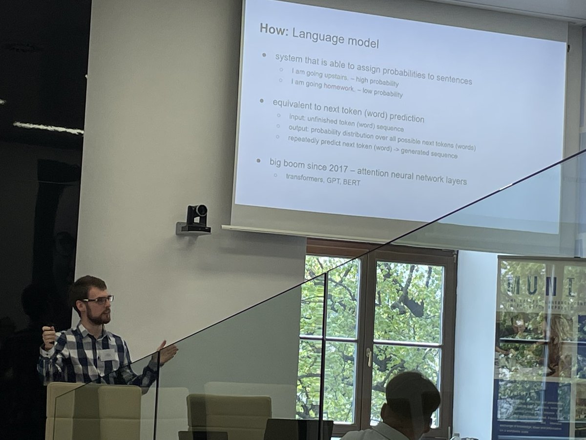 CJVMU's tweet photo. "Diversity in Academia" Symposium continues today in Brno with an eye opening lecture by Petr Zelina about ChatGPT and the technology behind it to understand the limitations  and possibilities of AI tools for teachers of languages. #FGSymposium2023 https://t.co/UMJZ6ab79y