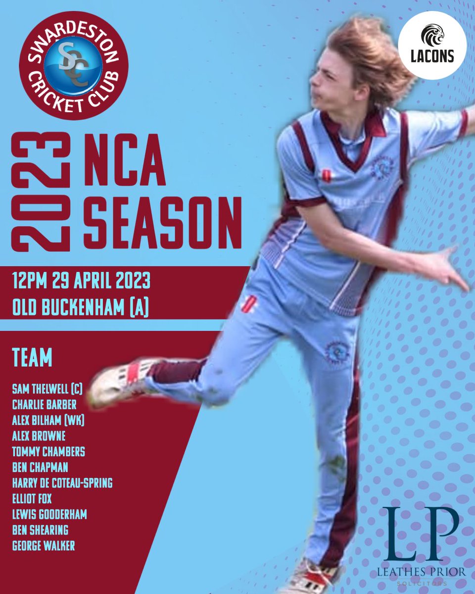SwardestonCC's tweet photo. Good luck to @SThelwell89 as he captains our 2nd XI for the first time today in the 12pm start at @OldBuckenhamCC in the @NfkCA. Here's how we line up. https://t.co/RfsLXPAlgP