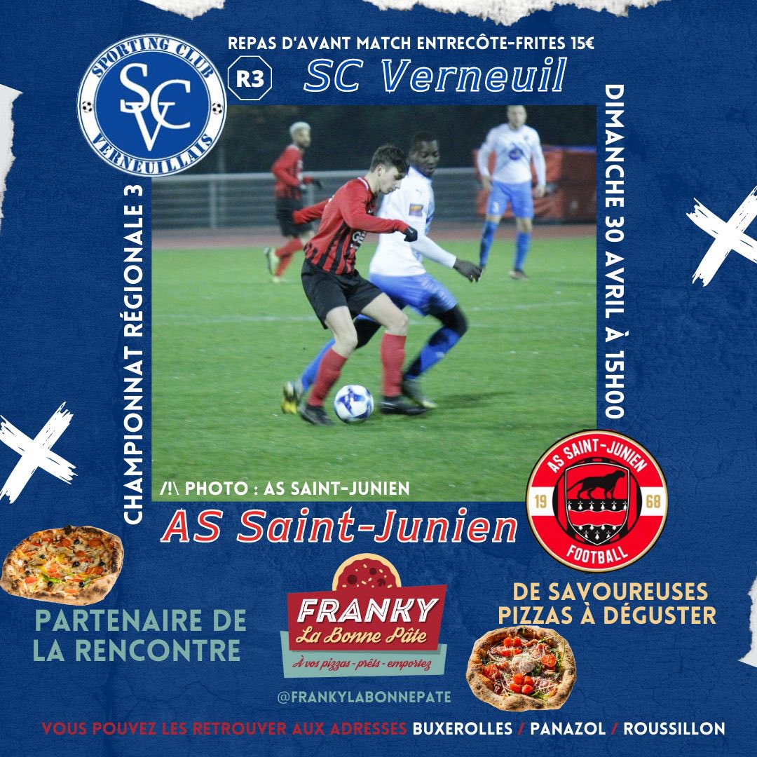 SCVerneuil's tweet photo. 🔥🔥🔥🔥🔥🔥🔥

Derby capital contre @AssjFootball en vu du maintien en R3 !!!!!

Dimanche 30 Avril a 15h 🤝

On vous attend nombreux et nombreuses pour supporter nos bleus et blancs. 

Buvette et restauration sur place. 

#TeamScv
#Derby 

🤝⚽️🔵⚪️ https://t.co/gJraWNZXla