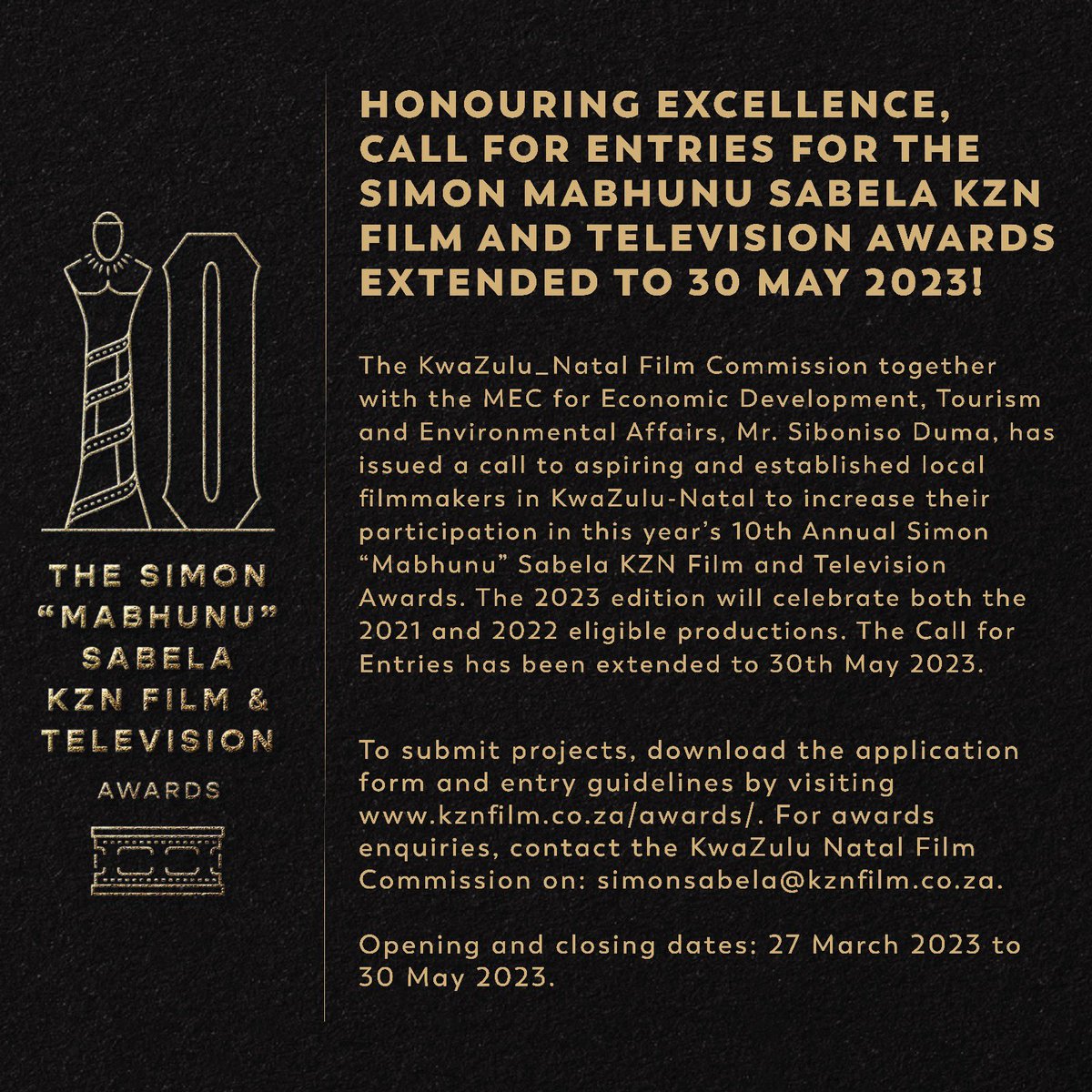 inanda884fm's tweet image. #KZNFILM calls on industry leaders, supporters, filmmakers, producers, writers and members of the sector to take part in the call for entries for the Simon Mabhunu Sabela KZN Film and Television Awards. The awards the province richest talent that we have seen on our screens.
