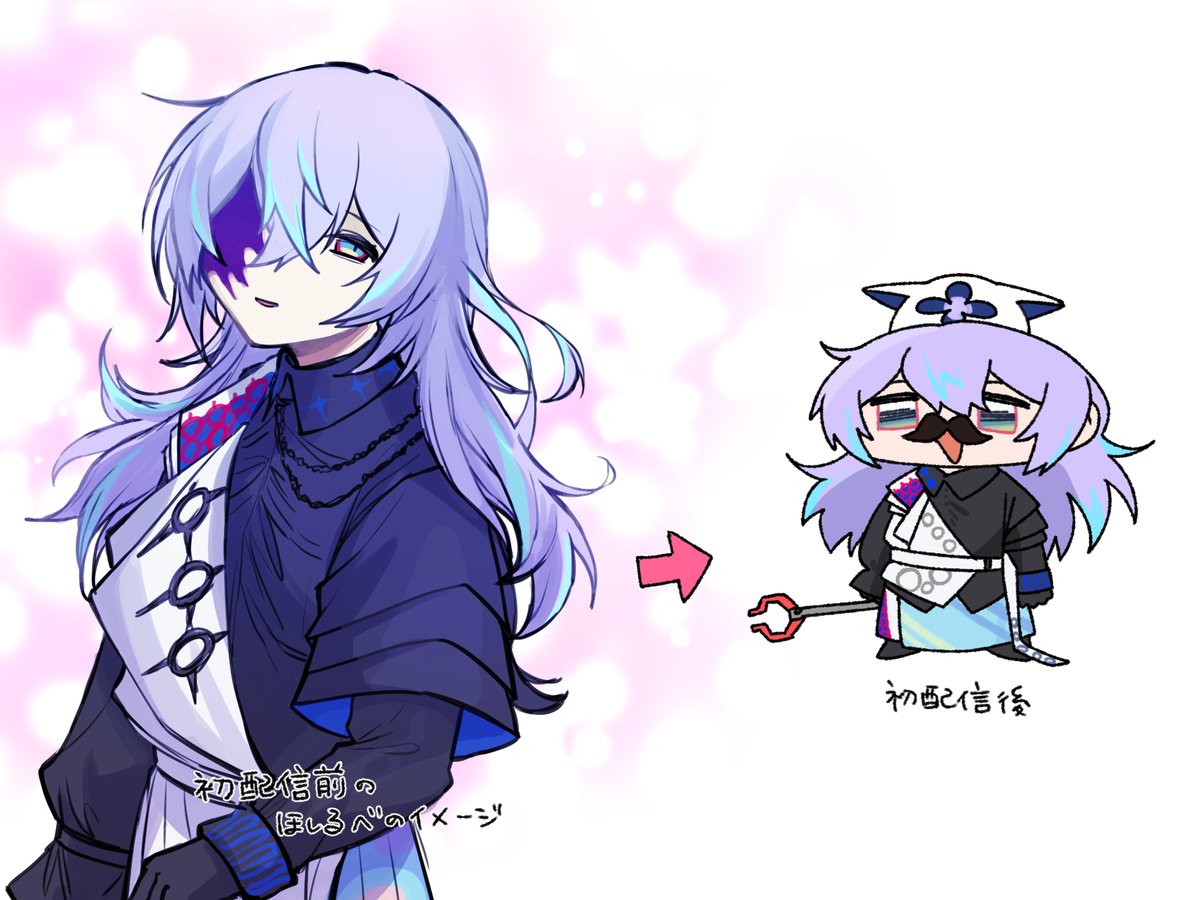 long hair chibi blue hair purple hair long sleeves gloves multiple views  illustration images