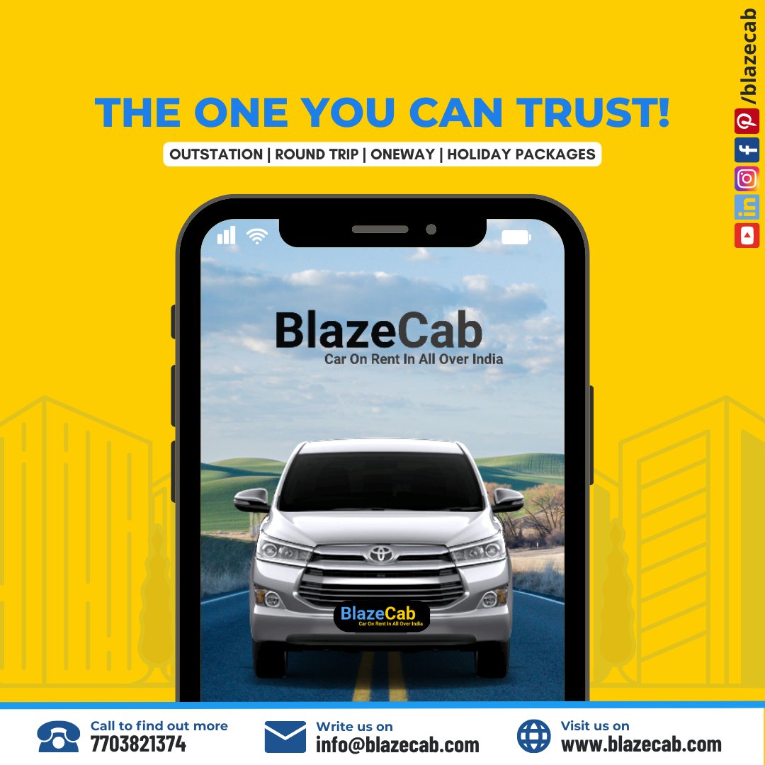 BlazeCab's tweet photo. Blaze a trail with BlazeCab's round trip and one-way cab booking services. Where will your journey take you? #BlazeCab #TravelIndia #RoundTripAdventure #OneWayTravel #luxuryride #outstationcab #weekendvibes https://t.co/oWG3RKPRax