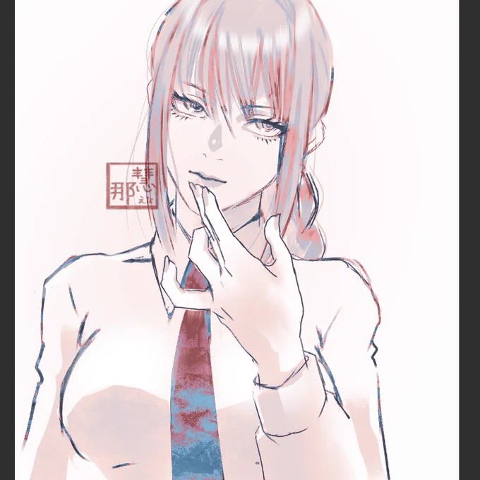 なんとなく描いていたら 髪型が似てしまったので マキマさんにしてしまった落書き