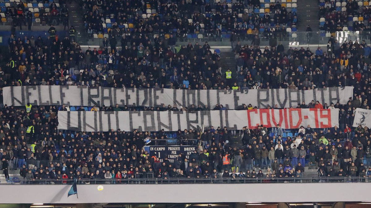 Vicidominus's tweet photo. Napoli, 29 febbraio 2020, la CURVA B espone lo striscione di solidarietà per la città di Bergamo contro il Covid-19. 

Bergamo, 28 aprile 2023, gli ultras atalantini fanno uscire un comunicato dove minacciano di aggressione chiunque festeggi lo scudetto partenopeo. https://t.co/KiEqDwZ2vN
