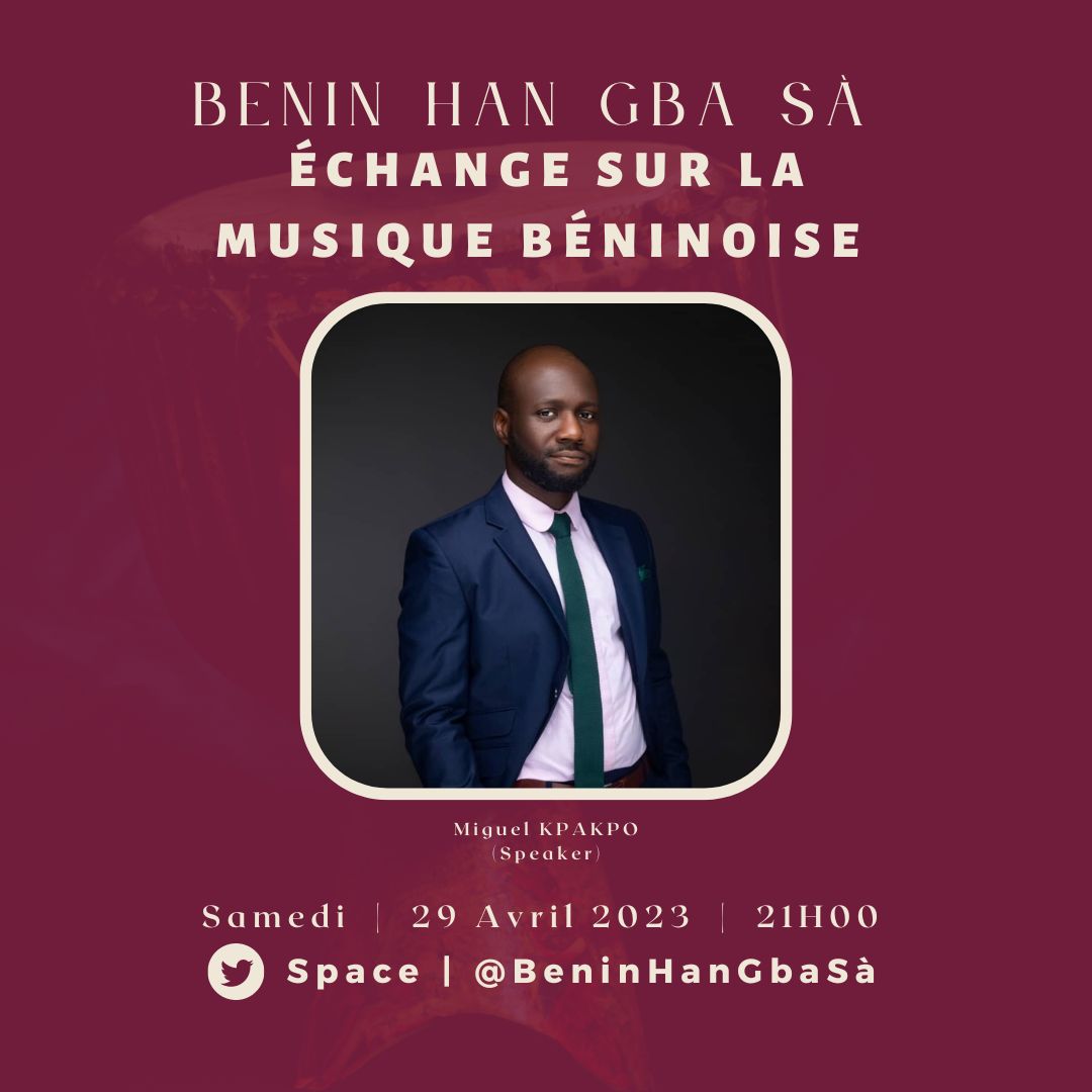 Hello! J'espère que vous allez bien ! Ce soir pour notre échange sur la musique Béninoise avec <a href="/BeninHanGbaSa/">ᴇᴄʜᴀɴɢᴇ ꜱᴜʀ ʟᴀ ᴍᴜꜱɪQᴜᴇ ʙÉɴɪɴᴏɪꜱᴇ 🇧🇯</a> nous avons l'honneur de recevoir @miguelkpakpo, le promoteur de <a href="/DingaStream/">DingaStream</a> !