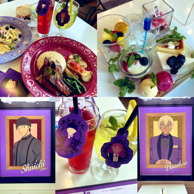 百葉さんとコナンカフェ行ってきた〜!!! 複製原画見れて最高に幸せでした😭🙏✨✨✨バーボンの席なのも嬉しかった!メニュー満喫してお腹いっぱい!