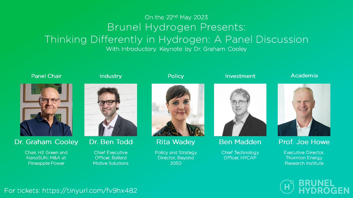 DrGrahamCooley's tweet photo. Delighted to be giving a Keynote and chairing the panel session at the Brunel #Hydrogen "Water to Water" industry showcase event.
https://t.co/ppOIlaLs4R https://t.co/PvQIF0DHS7