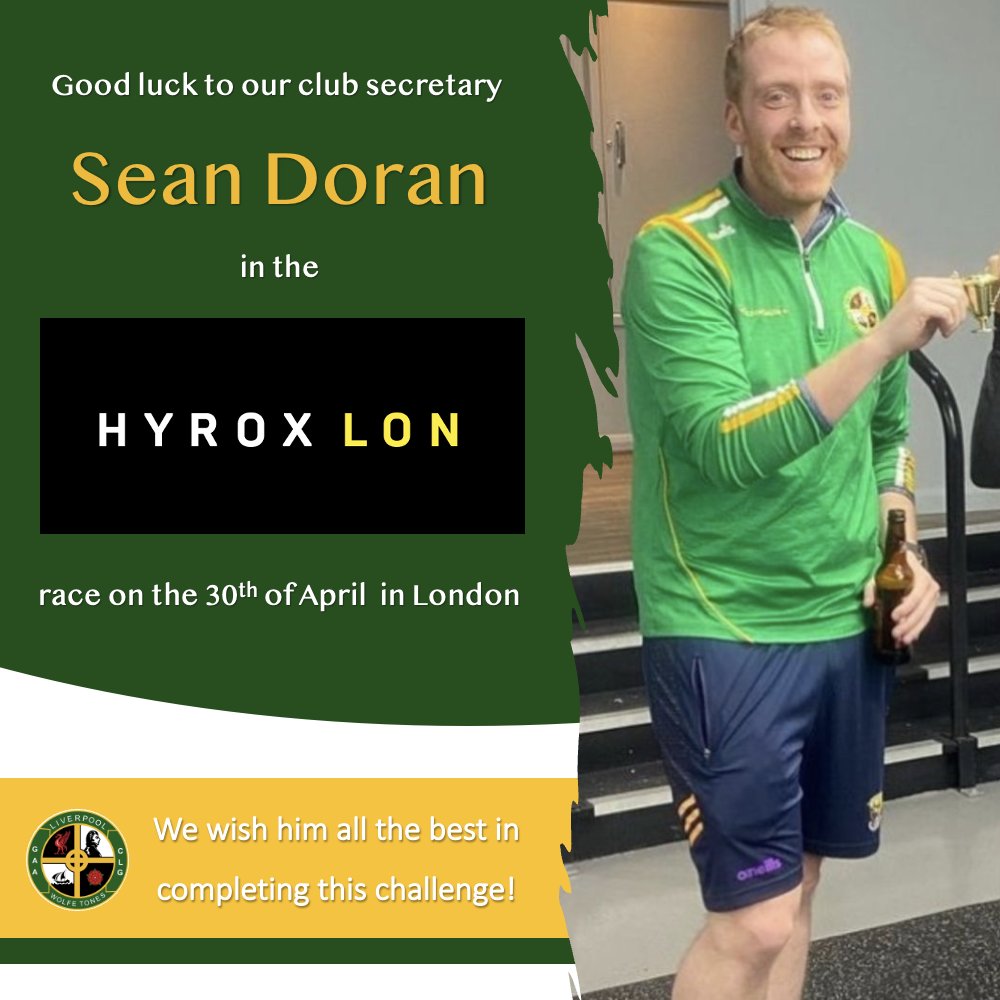 Good luck to Sean, our club secretary and dual player, who has been training with Liv Fit Liverpool in preparation for the Hyrox London Race. Ádh mór ort 💪