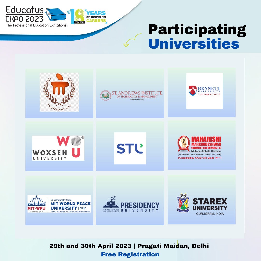 educatusexpo's tweet photo. Our university partners are instrumental in shaping the future of our students, and we are grateful to have them by our side as we work towards a brighter tomorrow for education. 

#EducatusExpo2023 #HigherEducation #IndianColleges #LearningTogether #EnhaceYourCareer https://t.co/Mr7sJzyCBr