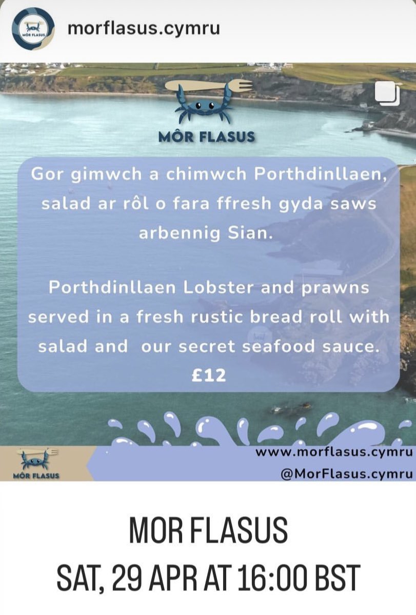 <a href="/morflasus_cymru/">Môr Flasus</a> yn buarth y Bragdy heddiw 
🦞🦀🐟🍺☀️☀️☀️