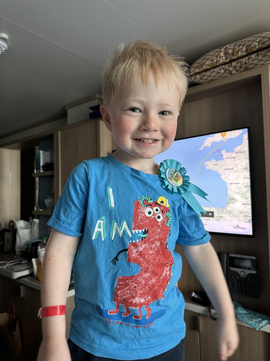 Captain Ted is having a lovely time celebrating his 3rd birthday on board <a href="/pandocruises/">P&O Cruises</a> Arvia, spending our (very cloudy) last day deciding where our next cruise will take us #kidsthatcruise #Arvia