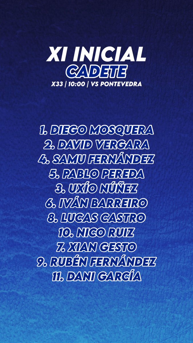 👥 #CadeteA

Así saíron #osnosos cadetes no #PonteDépor, dende as 10:00 no Manolo Barreiro.